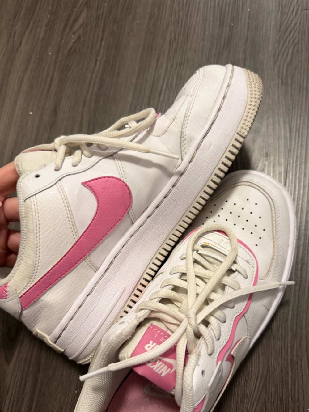 Pink & White Air Force ones NIKE SNEAKERS